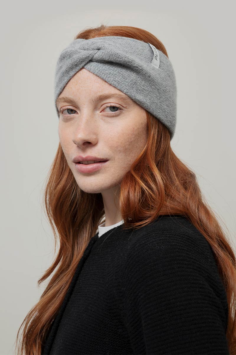 Fascia per Capelli Lana Cashmere Donna Nadia Grigia - Rifò Lab Moda circolare made in Italy