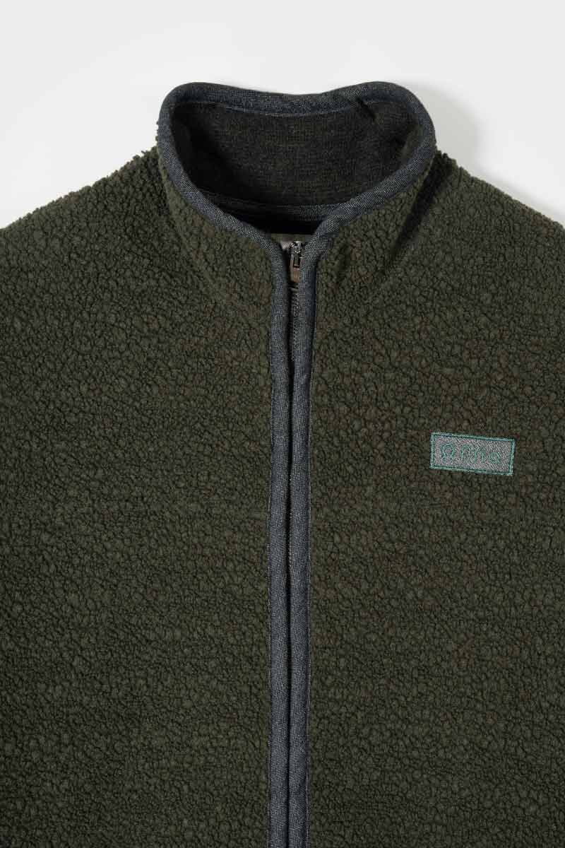 Giacca Pile Donna Teddy Lana Margaret  100% Lana Rigenerata - Rifò Lab Moda circolare made in Italy 
Verde Foresta