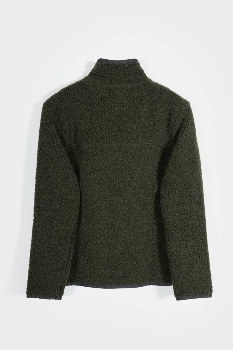 Giacca Pile Donna Teddy Lana Margaret  100% Lana Rigenerata - Rifò Lab Moda circolare made in Italy 
Verde Foresta