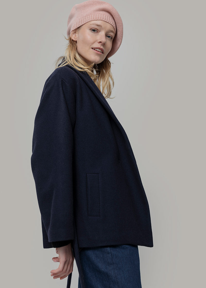 Blu Marina | Cappotto kimono donna lana rigenerata