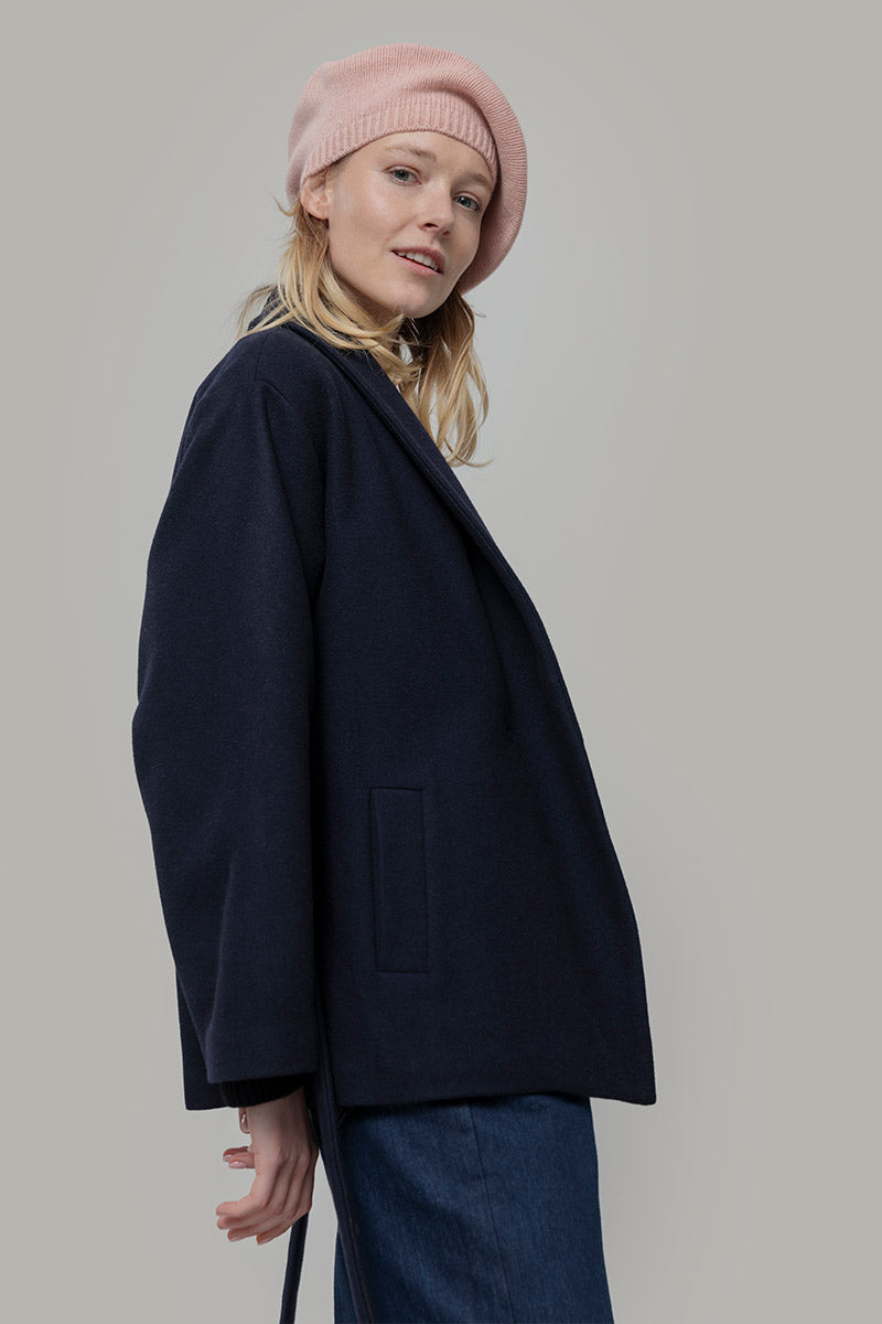 Blu Marina | Cappotto kimono donna lana rigenerata