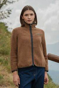 Giacca Pile Donna Teddy Lana Margaret  100% Lana Rigenerata - Rifò Lab Moda circolare made in Italy 
Beige Sughero