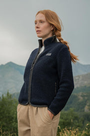 Giacca Pile Donna Teddy Lana Margaret  100% Lana Rigenerata - Rifò Lab Moda circolare made in Italy 
Blu Notte