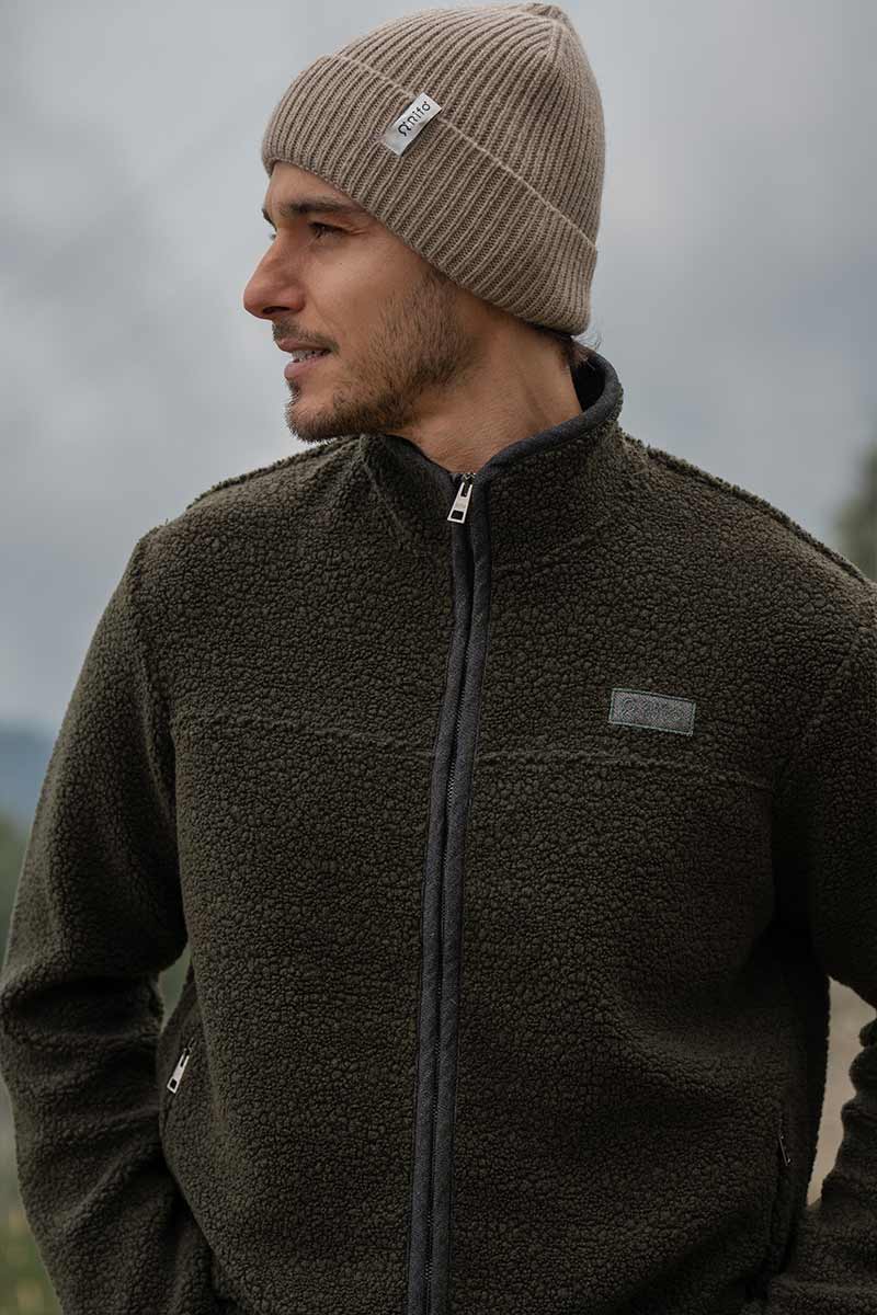 Giacca Pile Uomo Lana Rigenerata Uomo - Rifò Lab Moda circolare made in Italy 
Verde Foresta