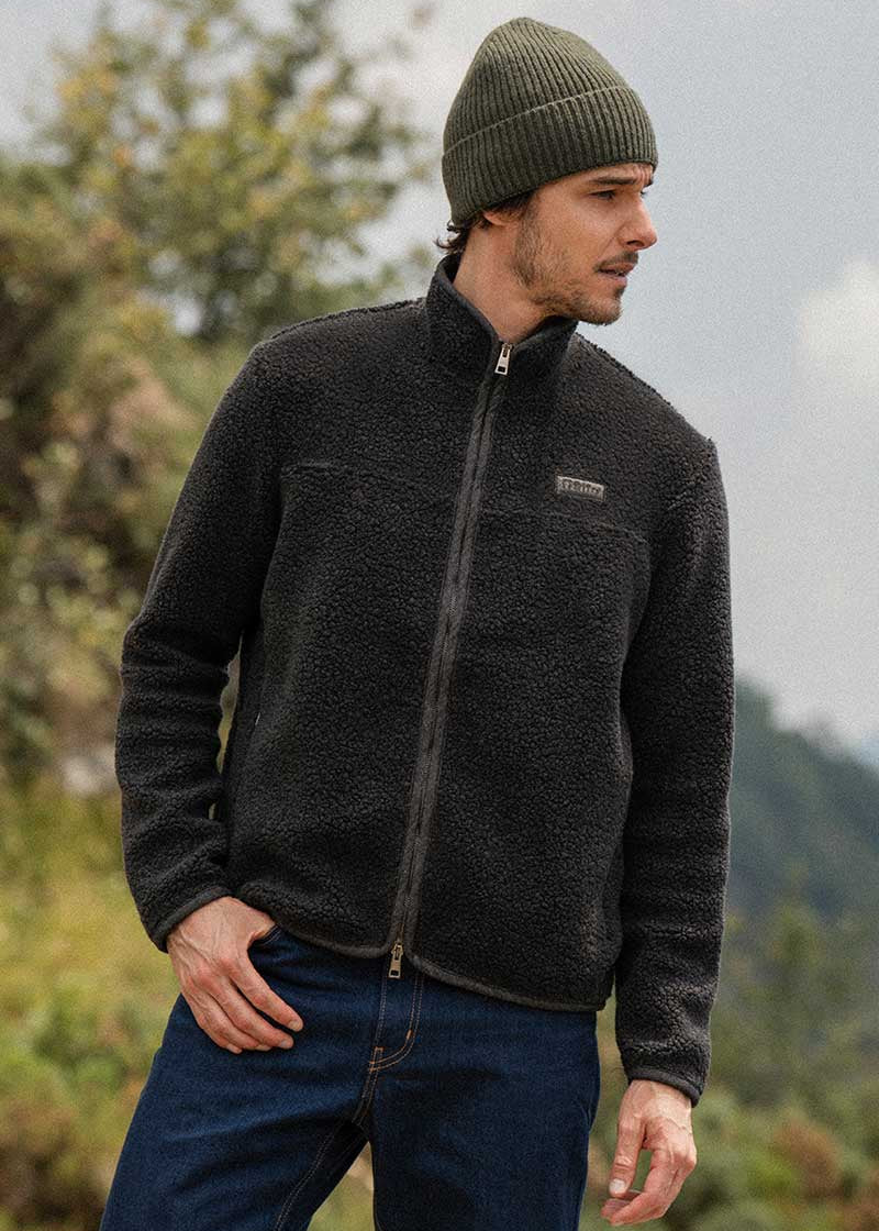 Giacca Pile Uomo Lana Rigenerata Uomo - Rifò Lab Moda circolare made in Italy 
Grigio Antracite