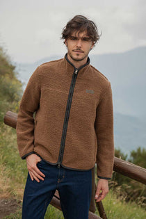 Giacca Pile Uomo Lana Rigenerata Uomo Richard - Rifò Lab Moda circolare made in Italy 
Beige Sughero