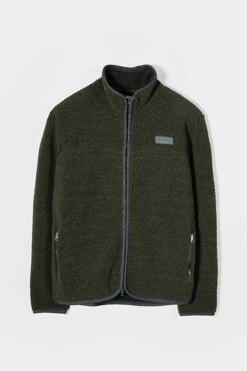 Giacca Pile Uomo Lana Rigenerata Uomo - Rifò Lab Moda circolare made in Italy 
Verde Foresta