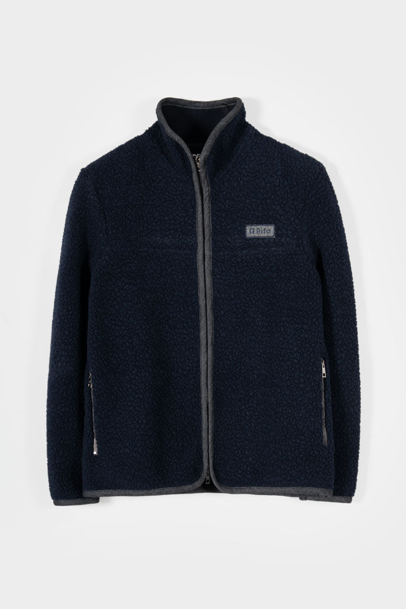 Giacca Pile Uomo Lana Rigenerata Uomo Richard - Rifò Lab Moda circolare made in Italy 
Blu Notte