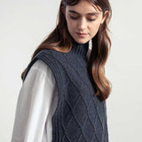 Gilet Collo Alto Lana Rigenerata Delia Grigio