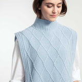 Gilet Collo Alto Lana Rigenerata Delia Azzurro