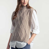 Gilet Collo Alto Lana Rigenerata Delia Beige