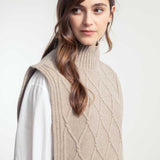 Gilet Collo Alto Lana Rigenerata Delia Beige