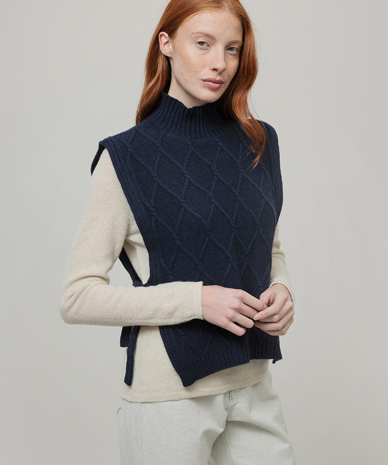 Pettorina Lana Rigenerata Gilet Lana Aperto Donna Delia - Rifò Lab Moda circolare made in Italy
