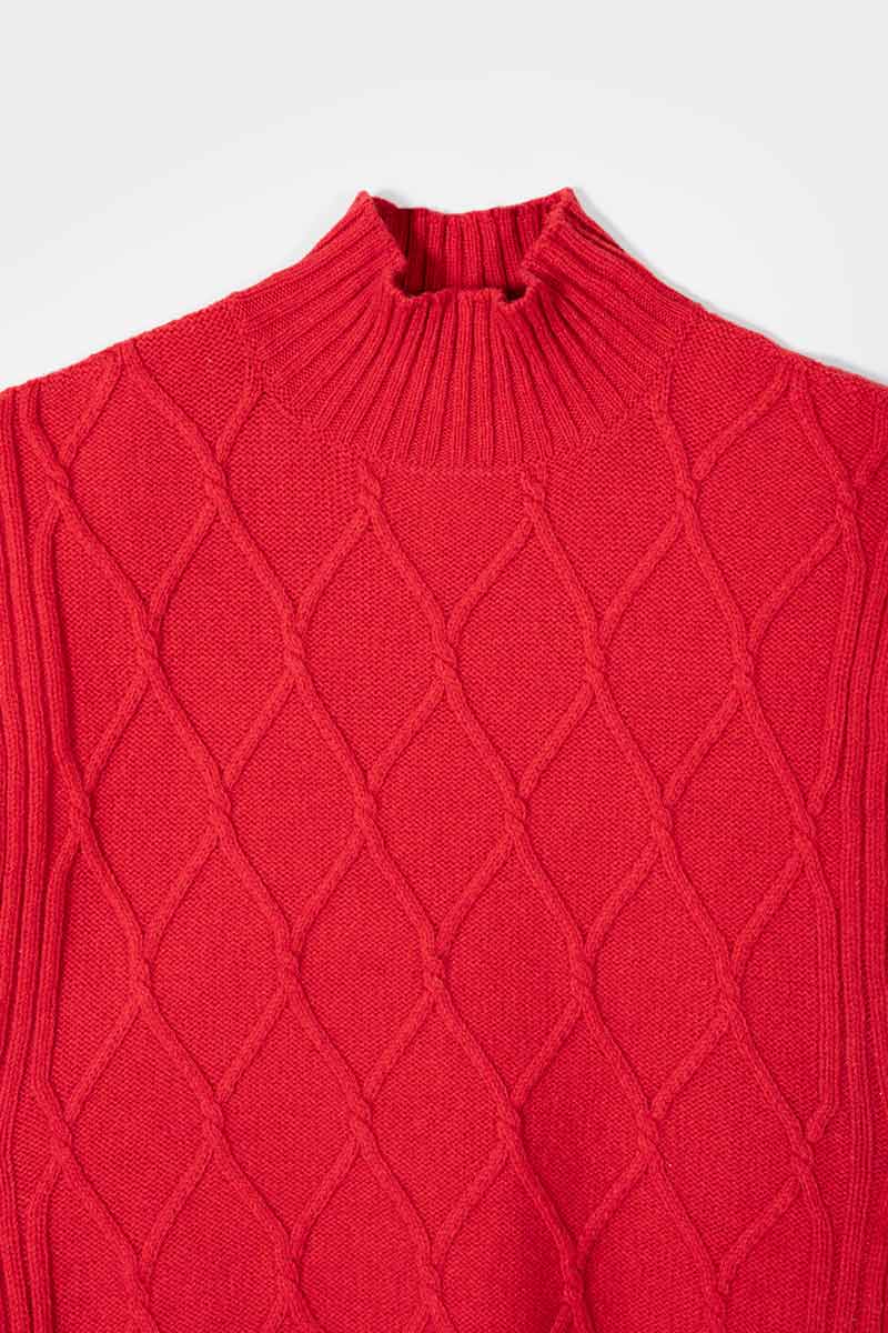 Gilet Donna Lana Rigenerata Collo Alto Delia - Rifò Lab Moda circolare made in Italy
Rosso Papavero