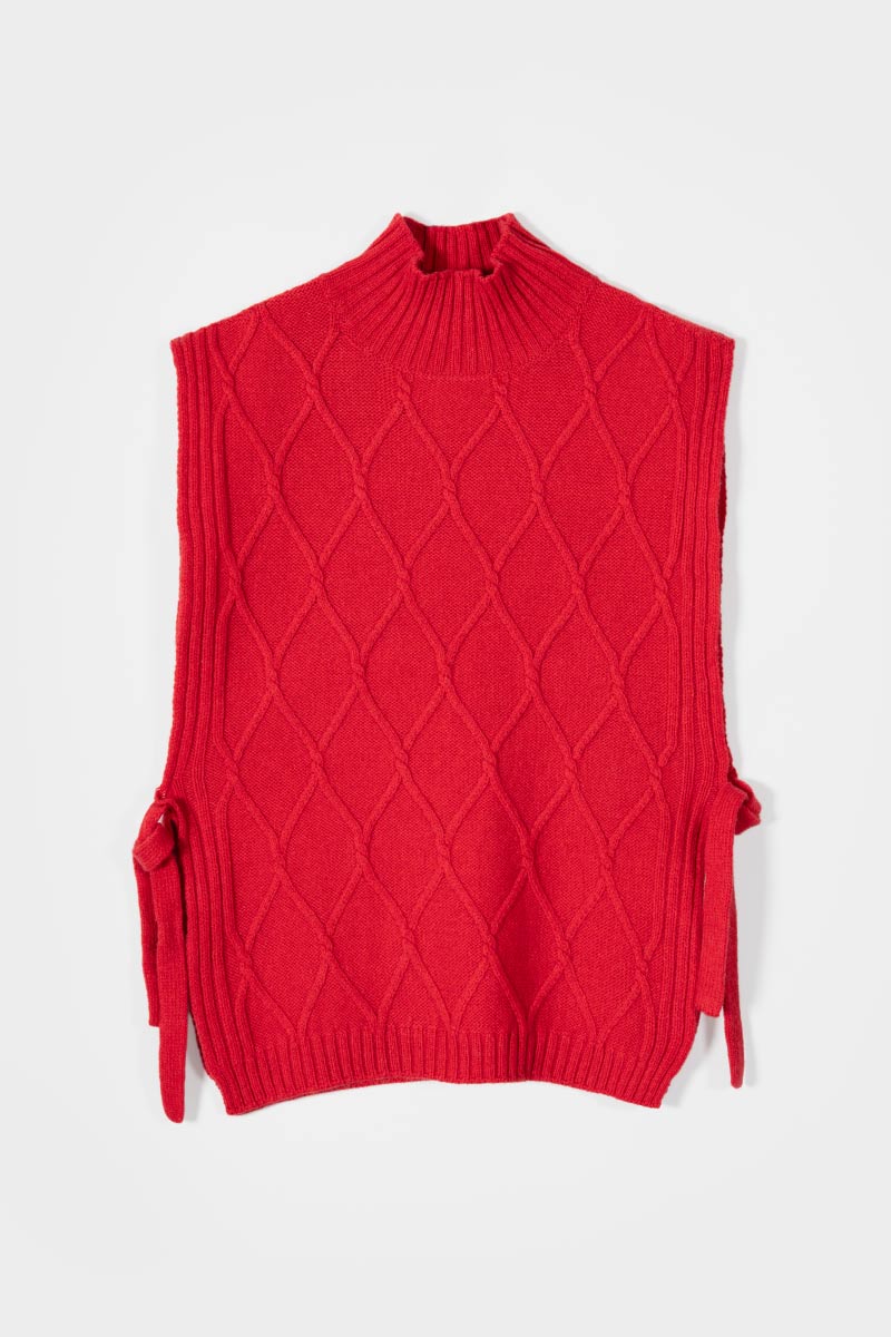 Gilet Donna Lana Rigenerata Collo Alto Delia - Rifò Lab Moda circolare made in Italy
Rosso Papavero
