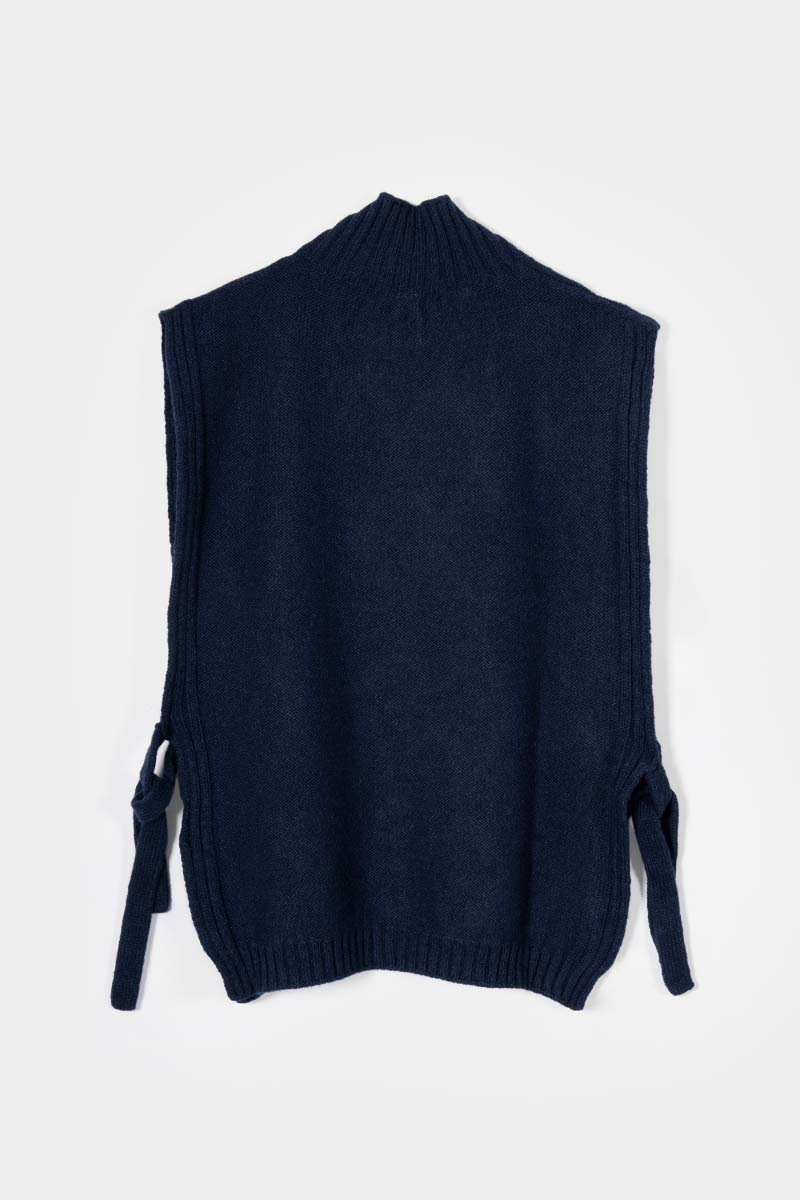 Women Vest 100% Recycled Wool Delia Dark Blue - Rifò
