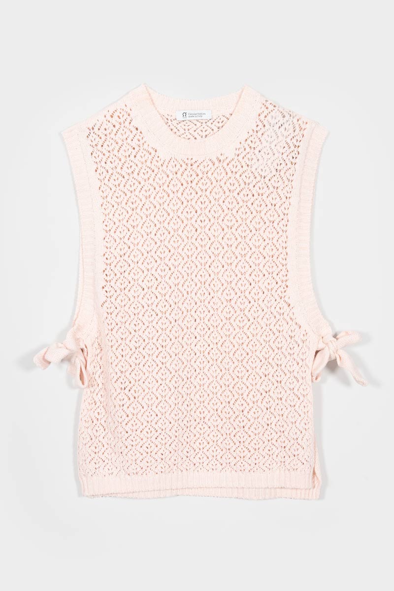 Smanicato Donna Gilet Crochet Cotone Amanda  - Rifò Lab Moda circolare made in Italy