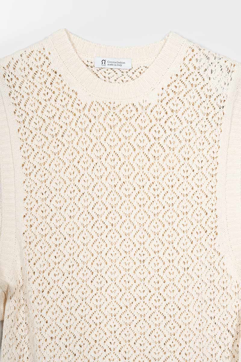 Smanicato Donna Gilet Crochet Cotone Amanda  - Rifò Lab Moda circolare made in Italy