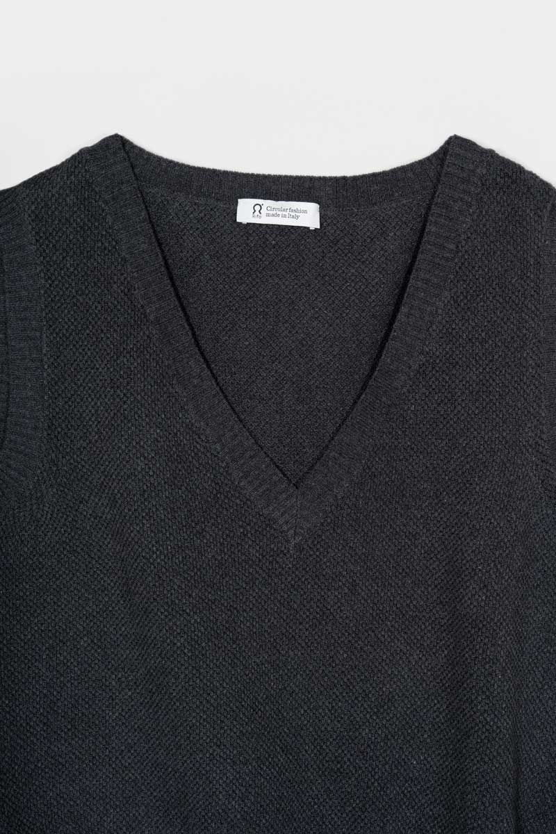 Women 100% Cotton Knit Vest Elodie Grey - Rifò