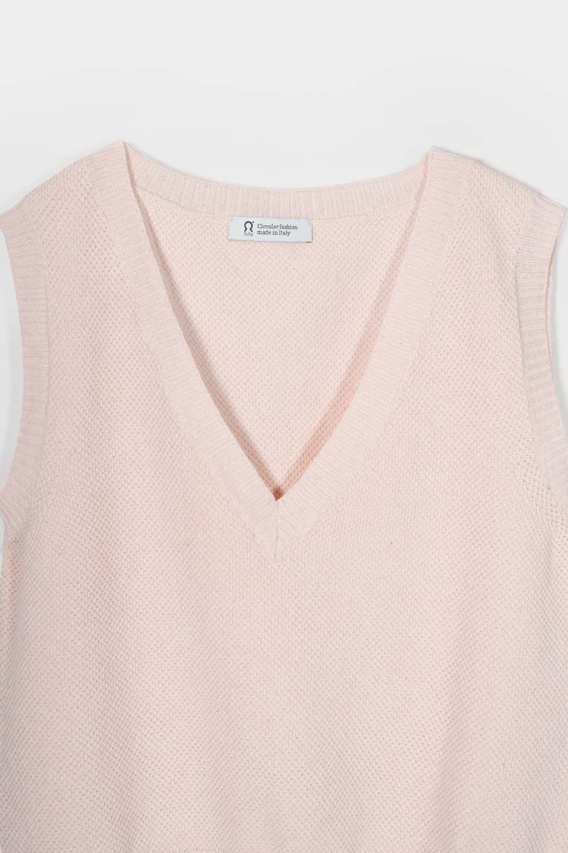 Women 100% Cotton Knit Vest Elodie Pink - Rifò