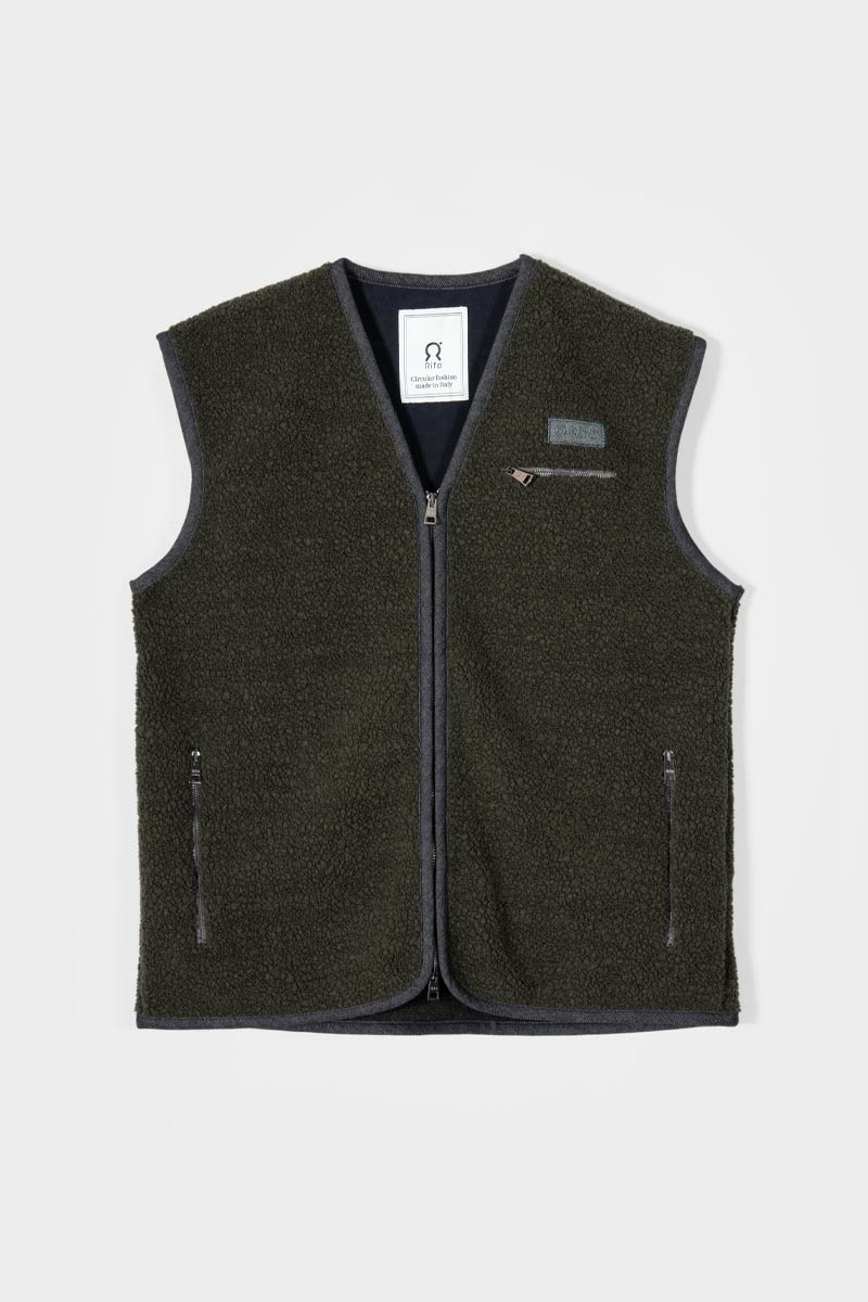 Gilet Pile Donna Uomo Lana Riciclata Andrew - Rifò Lab Moda circolare made in Italy
Verde Foresta