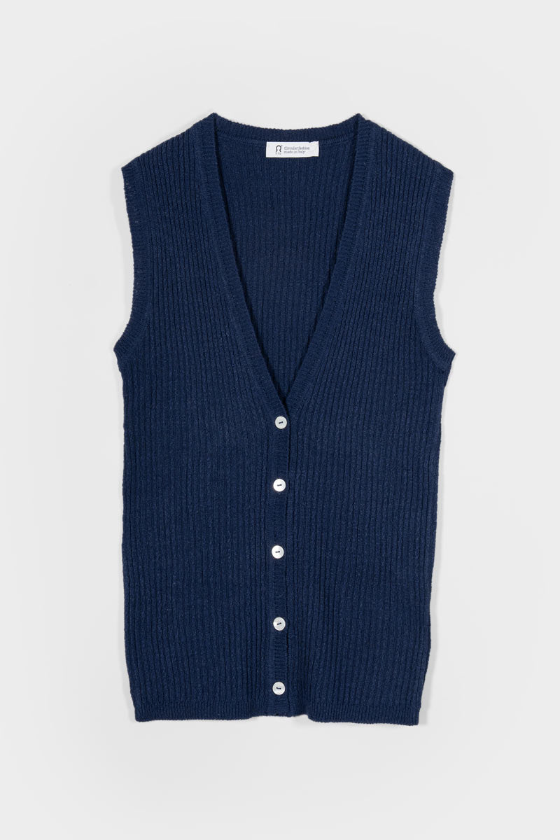 gilet con bottoni donna Lilia - gilet elegante donna seta rigenerata - Rifò Lab Moda circolare made in Italy