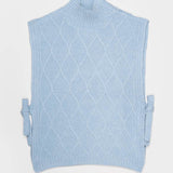 Gilet Collo Alto Lana Rigenerata Delia Azzurro