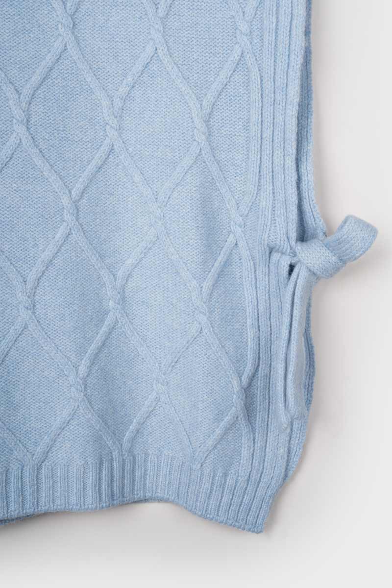 Gilet Collo Alto Lana Rigenerata Delia Azzurro