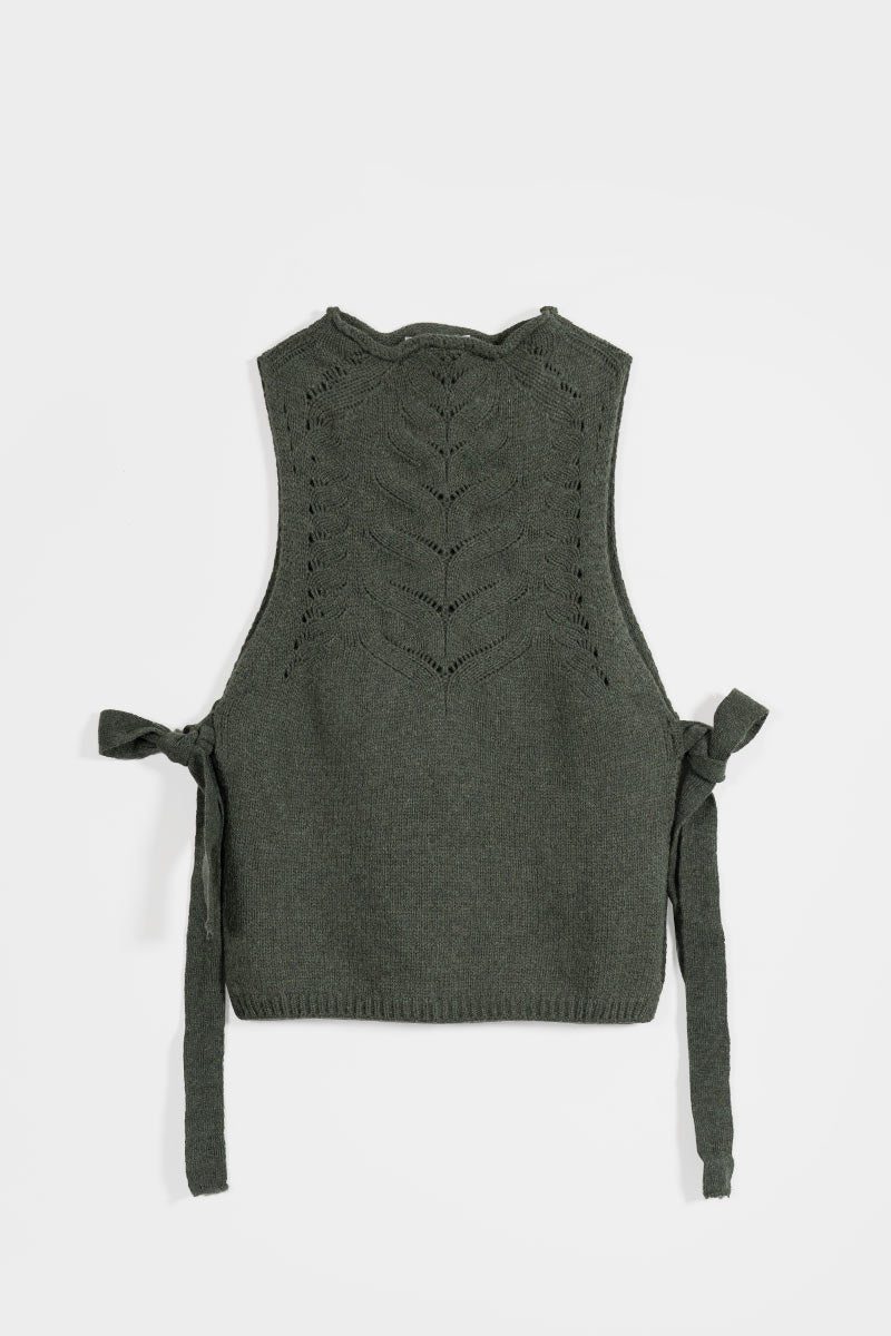 Gilet Donna Lana Rigenerata Pettorina Aperta Rebecca - Rifò Lab Moda circolare made in Italy