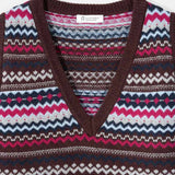Gilet Lana Donna in Maglia Fanatasia Jacquard Stile Norvegese Simonetta  - Rifò Lab Moda circolare made in Italy