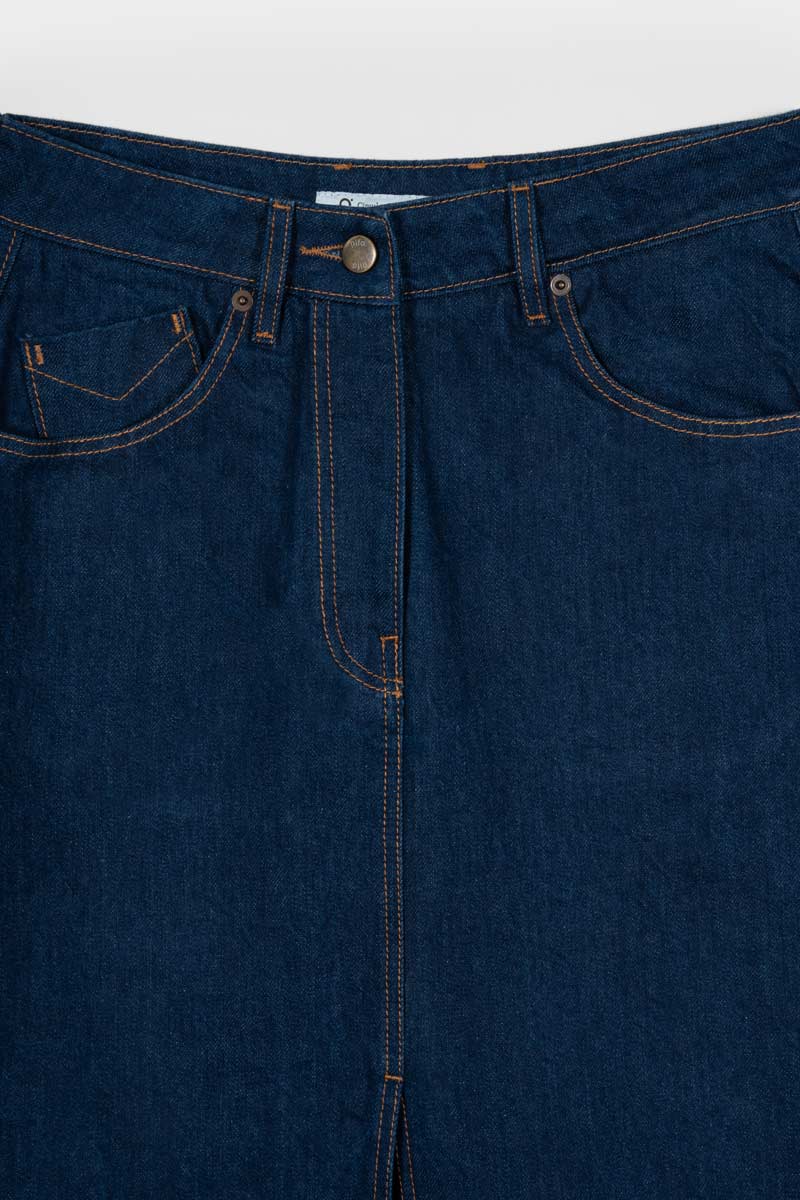 Gonna Jeans Lunga Donna Denim Riciclato Blu Egle - Rifò