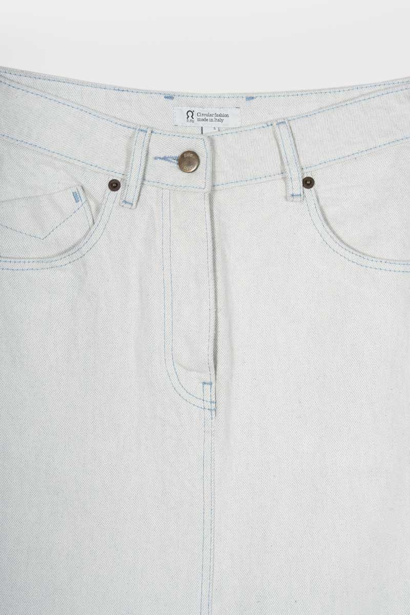 Gonna Jeans Lunga Donna Denim Riciclato Chiara Ecrù Egle - Rifò Lab Moda circolare made in Italy