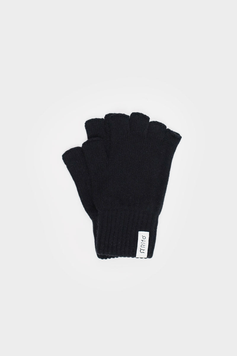 Handschuhe aus recycelter Wolle schwarz Sasha