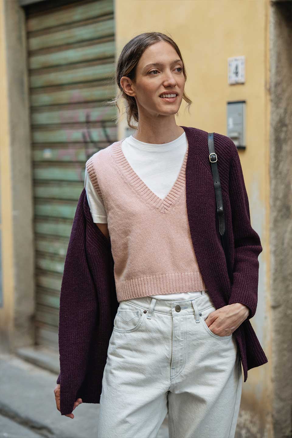 Women's Cape in Recycled Cotton Indiana Violet - Rifò