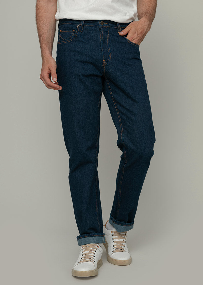 Pantaloni Jeans Uomo Cotone Rigenerato Kai Blu Indigo