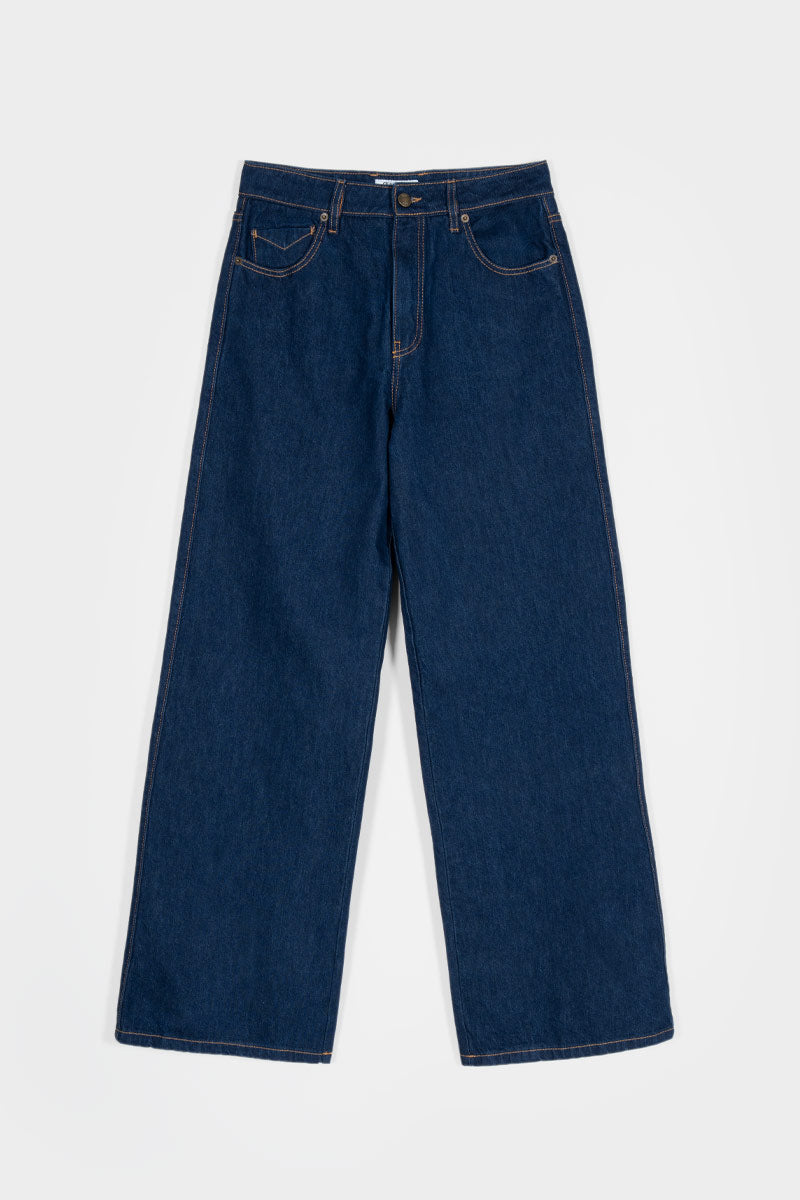 Pantaloni Jeans Wide Leg Donna Cotone Rigenerato Romina Blu – Rifò
