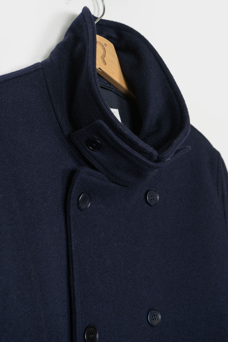 Blu Marina | Cappotto uomo peacot lana rigenerata