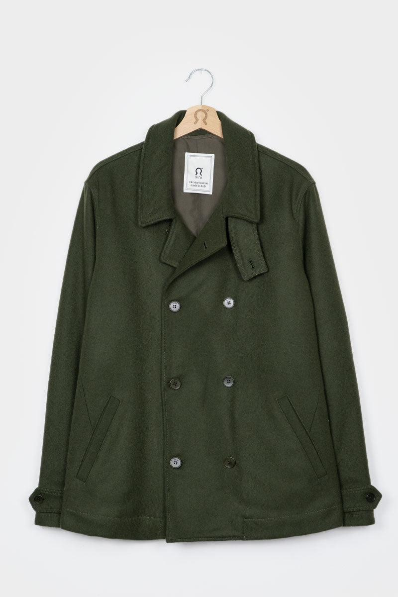 Verde Felce | Cappotto uomo peacot lana rigenerata