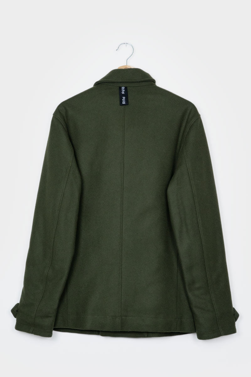 Verde Felce | Cappotto uomo peacot lana rigenerata