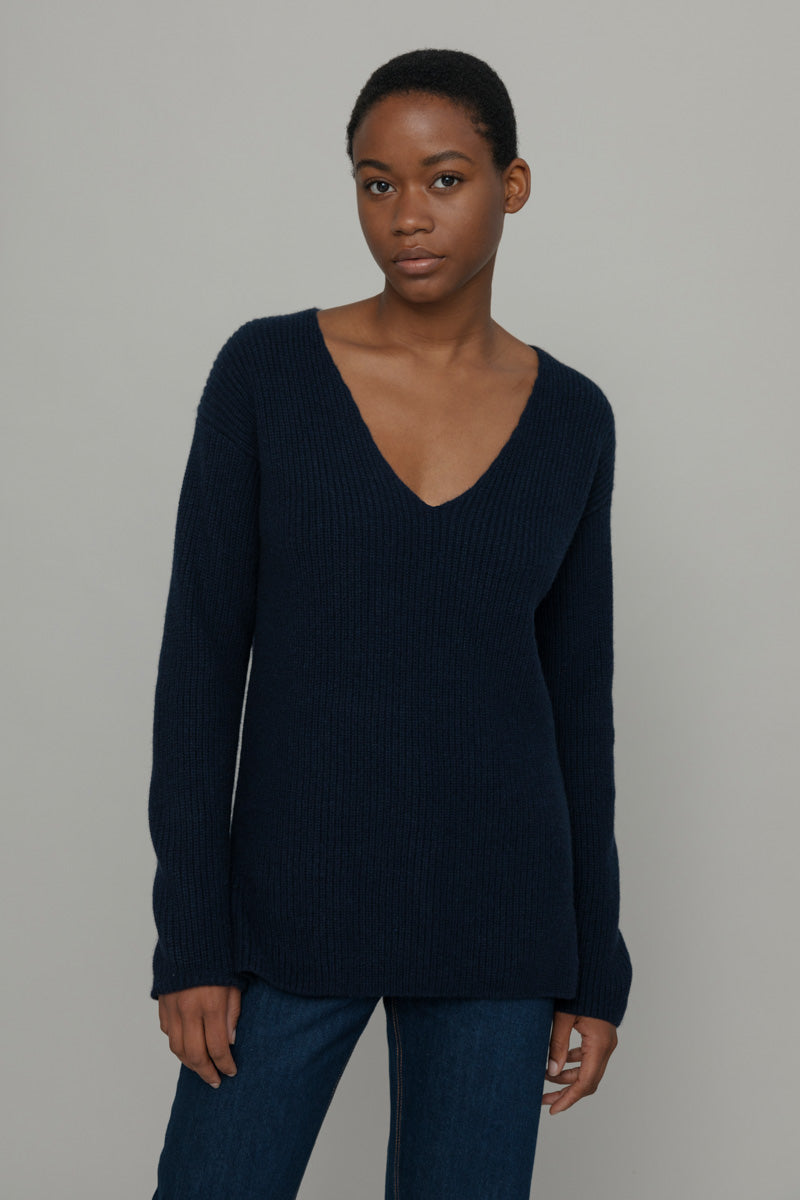 Maglia Donna Cashmere Rigenerato Ester Blu