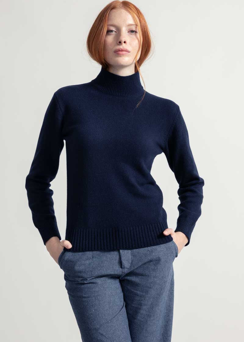 Blu Mora | Maglia collo alto cashmere rigenerato