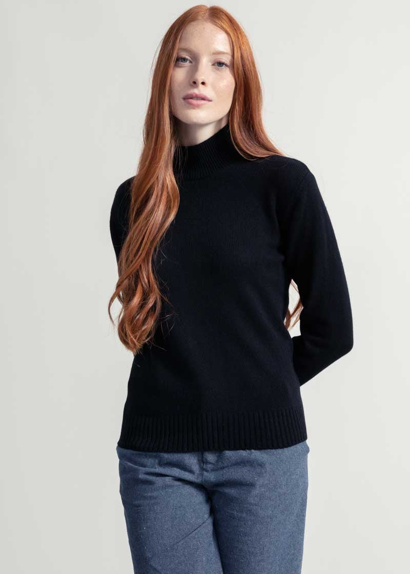 Nero Ardesia | Maglia collo alto cashmere rigenerato