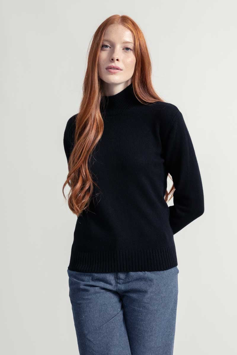 Nero Ardesia | Maglia collo alto cashmere rigenerato