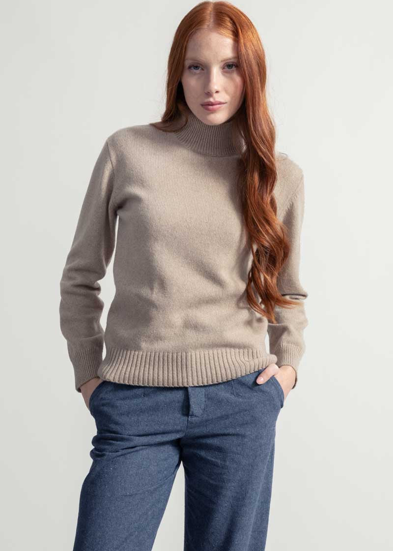 Maglia Donna Cashmere Rigenerato Ada Beige Sabbia