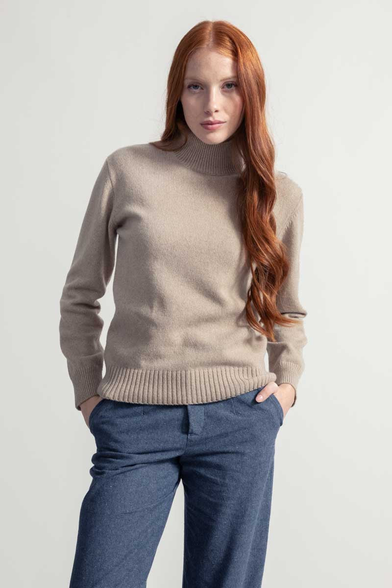 Maglia Donna Cashmere Rigenerato Ada Beige Sabbia