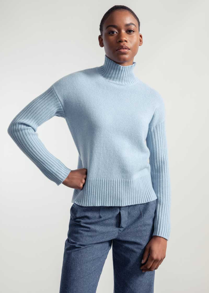 Maglia Donna Cashmere Rigenerato Erminia Azzurro