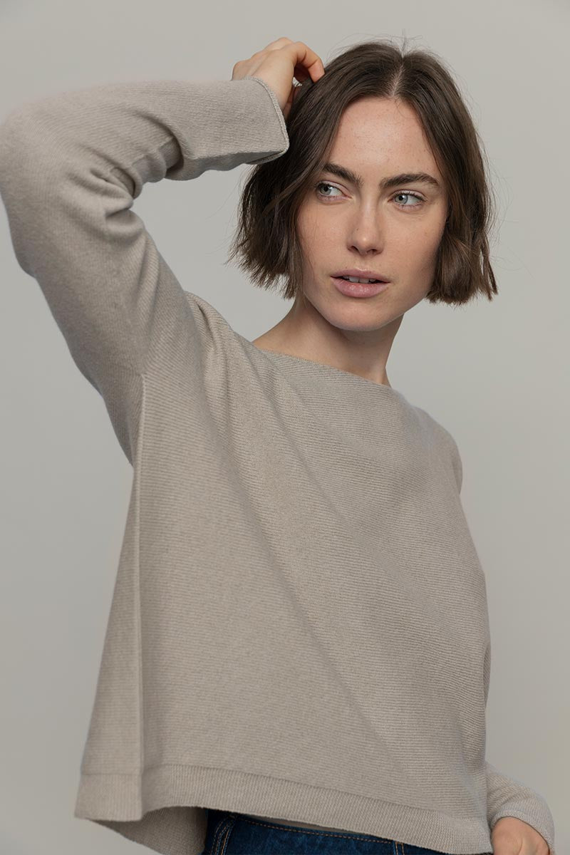 Beige Cantuccino | Maglia Donna Cashmere Rigenerato Silvia