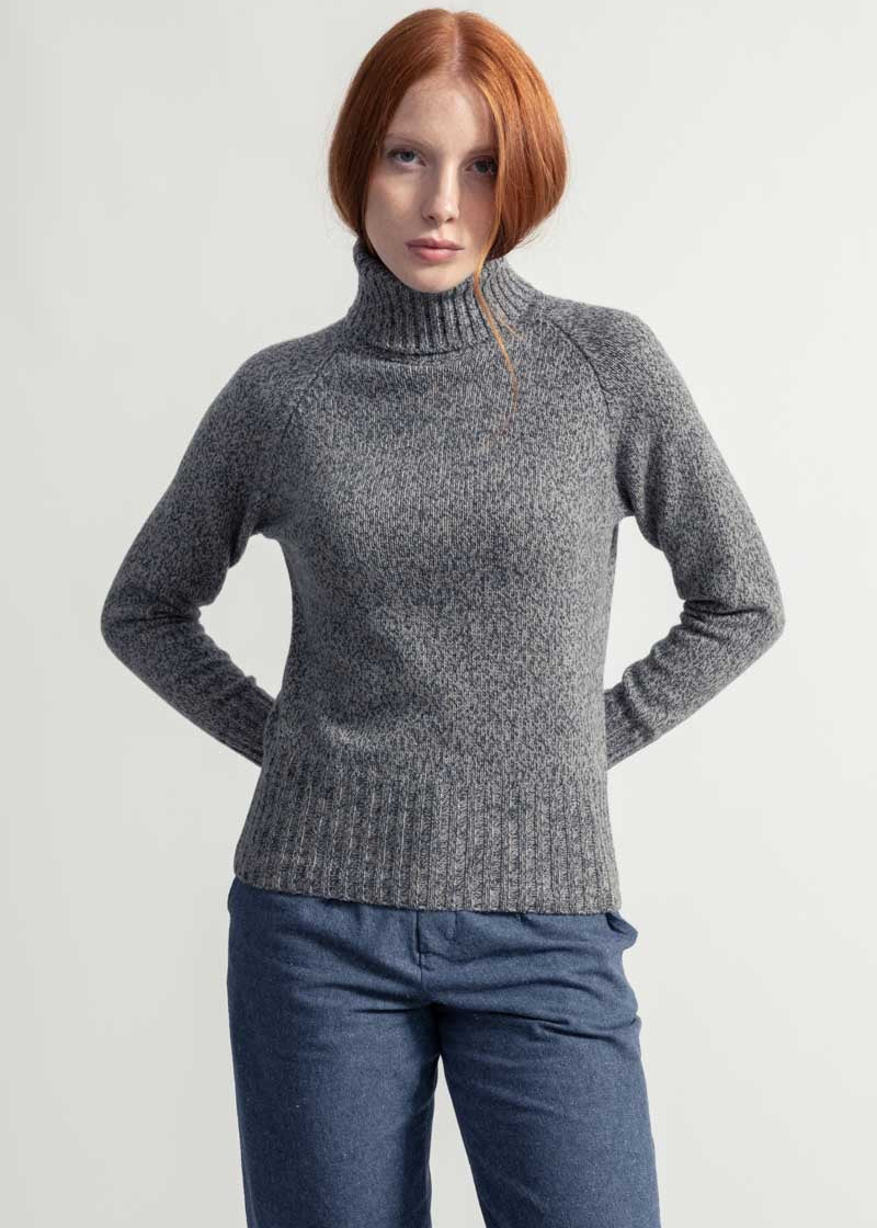 Maglia Collo Alto Donna Cashmere Rigenerato Susanna Grigio Cenere