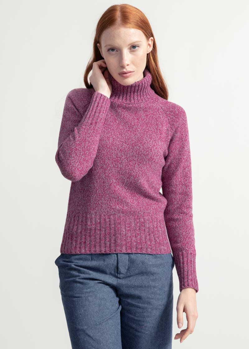 Maglia Collo Alto Donna Cashmere Rigenerato Susanna Dragon Fruit