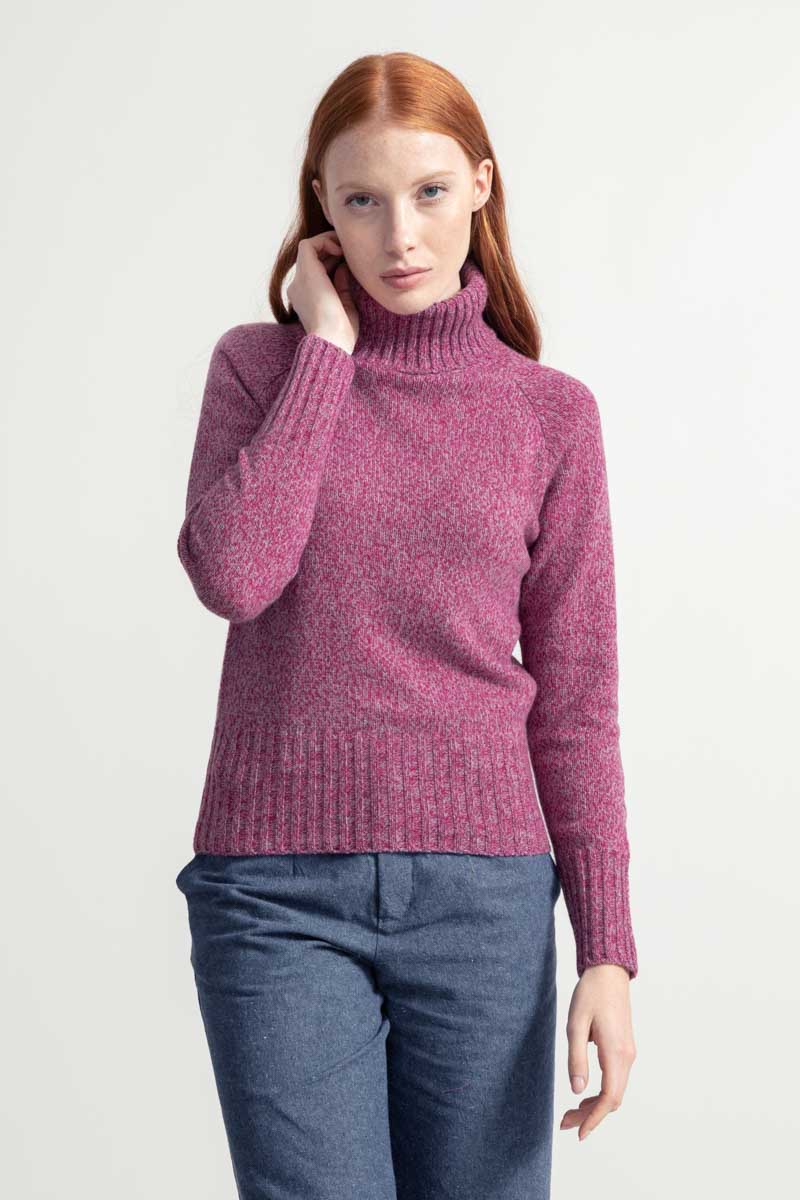 Maglia Collo Alto Donna Cashmere Rigenerato Susanna Dragon Fruit